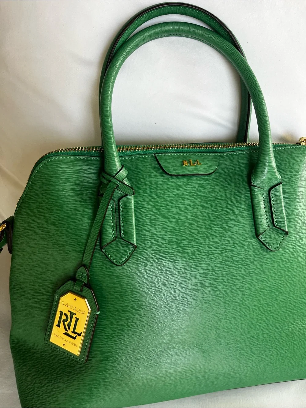 Ralph Lauren Emerald Green Satchel Crossbody with Gold Features  – Like New